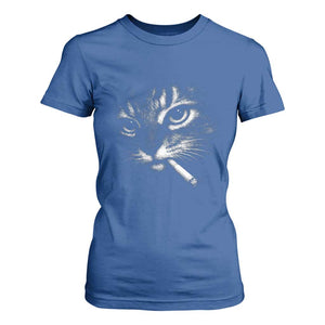 Funny Cat Smoking Cigarette Meme T Shirt For Women Cat Face Y2K Graphic TS11 Royal Blue Print Your Wear