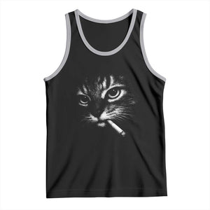 Funny Cat Smoking Cigarette Meme Tank Top Cat Face Y2K Graphic TS11 Black Athletic Heather Print Your Wear