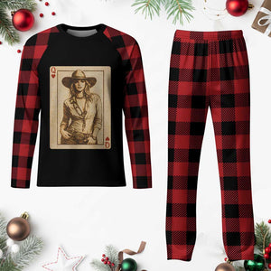 Funny Western Valentine Cowgirl Queen of Hearts Card Plaid Pajama Set TS11 Buffalo Plaid Print Your Wear