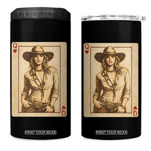 Funny Western Valentine Cowgirl Queen of Hearts Card 4 in 1 Can Cooler Tumbler TS11 One Size: 16 oz Black Print Your Wear