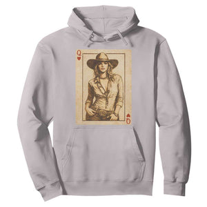 Funny Western Valentine Cowgirl Queen of Hearts Card Hoodie TS11 Ice Gray Print Your Wear