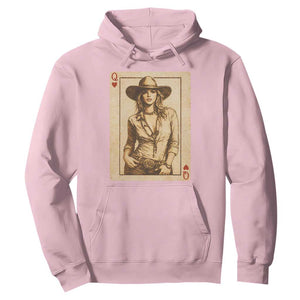 Funny Western Valentine Cowgirl Queen of Hearts Card Hoodie TS11 Light Pink Print Your Wear