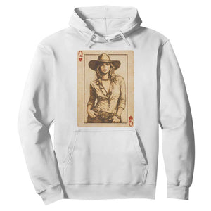 Funny Western Valentine Cowgirl Queen of Hearts Card Hoodie TS11 White Print Your Wear