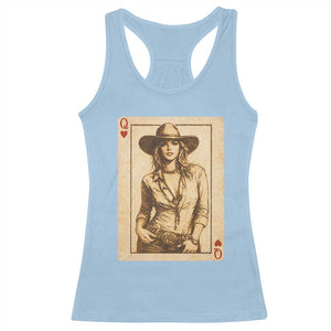 Funny Western Valentine Cowgirl Queen of Hearts Card Racerback Tank Top TS11 Light Blue Print Your Wear