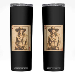 Funny Western Valentine Cowgirl Queen of Hearts Card Skinny Tumbler TS11 Black Print Your Wear