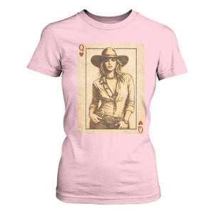 Funny Western Valentine Cowgirl Queen of Hearts Card T Shirt For Women TS11 Light Pink Print Your Wear