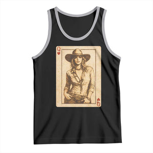 Funny Western Valentine Cowgirl Queen of Hearts Card Tank Top TS11 Black Athletic Heather Print Your Wear