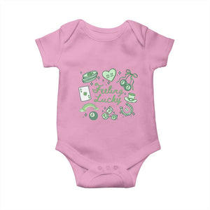 Feeling Lucky St Patricks Day Coquette Shamrock Baby Onesie TS11 Light Pink Print Your Wear