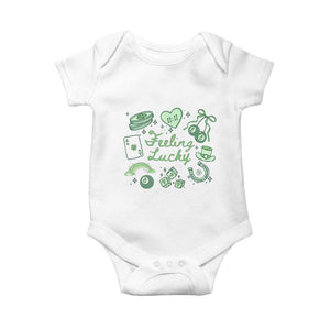 Feeling Lucky St Patricks Day Coquette Shamrock Baby Onesie TS11 White Print Your Wear