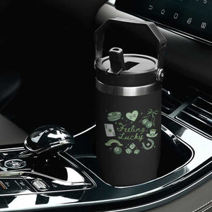 Feeling Lucky St Patricks Day Coquette Shamrock Flip Straw Tumbler TS11 Print Your Wear