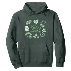 Feeling Lucky St Patricks Day Coquette Shamrock Hoodie TS11 Dark Forest Green Print Your Wear
