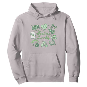 Feeling Lucky St Patricks Day Coquette Shamrock Hoodie TS11 Ice Gray Print Your Wear