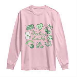 Feeling Lucky St Patricks Day Coquette Shamrock Long Sleeve Shirt TS11 Light Pink Print Your Wear