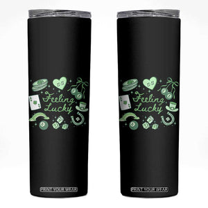 Feeling Lucky St Patricks Day Coquette Shamrock Skinny Tumbler TS11 Black Print Your Wear