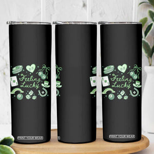 Feeling Lucky St Patricks Day Coquette Shamrock Skinny Tumbler TS11 Print Your Wear