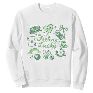 Feeling Lucky St Patricks Day Coquette Shamrock Sweatshirt TS11 White Print Your Wear