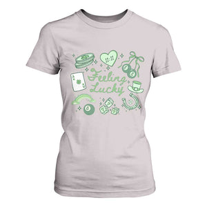 Feeling Lucky St Patricks Day Coquette Shamrock T Shirt For Women TS11 Ice Gray Print Your Wear