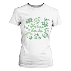 Feeling Lucky St Patricks Day Coquette Shamrock T Shirt For Women TS11 White Print Your Wear