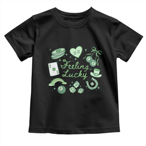 Feeling Lucky St Patricks Day Coquette Shamrock Toddler T Shirt TS11 Black Print Your Wear