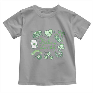 Feeling Lucky St Patricks Day Coquette Shamrock Toddler T Shirt TS11 Sport Gray Print Your Wear