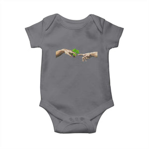 Funny St Patricks Day Shamrock The Creation of Adam Meme Baby Onesie TS11 Charcoal Print Your Wear
