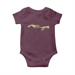 Funny St Patricks Day Shamrock The Creation of Adam Meme Baby Onesie TS11 Maroon Print Your Wear