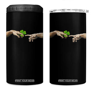 Funny St Patricks Day Shamrock The Creation of Adam Meme 4 in 1 Can Cooler Tumbler TS11 One Size: 16 oz Black Print Your Wear
