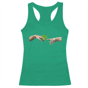Funny St Patricks Day Shamrock The Creation of Adam Meme Racerback Tank Top TS11 Irish Green Print Your Wear