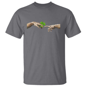 Funny St Patricks Day Shamrock The Creation of Adam Meme T Shirt TS11 Charcoal Print Your Wear