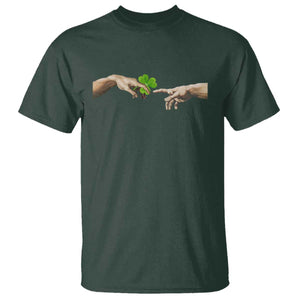Funny St Patricks Day Shamrock The Creation of Adam Meme T Shirt TS11 Dark Forest Green Print Your Wear
