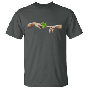 Funny St Patricks Day Shamrock The Creation of Adam Meme T Shirt TS11 Dark Heather Print Your Wear