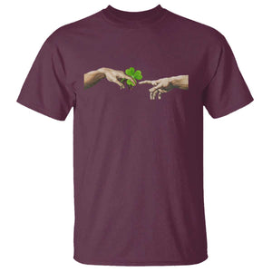 Funny St Patricks Day Shamrock The Creation of Adam Meme T Shirt TS11 Maroon Print Your Wear