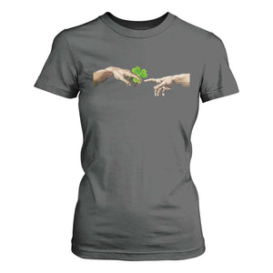 Funny St Patricks Day Shamrock The Creation of Adam Meme T Shirt For Women TS11 Dark Heather Print Your Wear