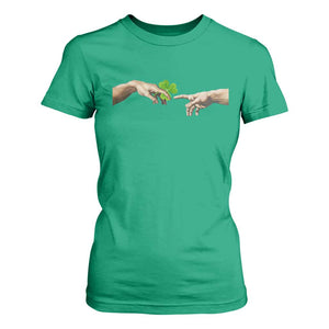 Funny St Patricks Day Shamrock The Creation of Adam Meme T Shirt For Women TS11 Irish Green Print Your Wear