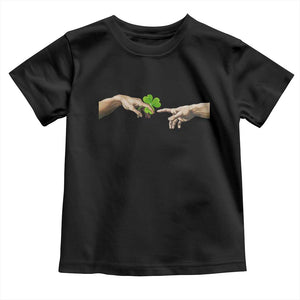 Funny St Patricks Day Shamrock The Creation of Adam Meme Toddler T Shirt TS11 Black Print Your Wear