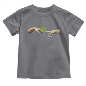 Funny St Patricks Day Shamrock The Creation of Adam Meme Toddler T Shirt TS11 Charcoal Print Your Wear