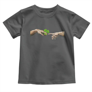 Funny St Patricks Day Shamrock The Creation of Adam Meme Toddler T Shirt TS11 Dark Heather Print Your Wear