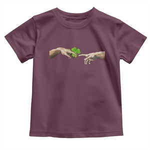 Funny St Patricks Day Shamrock The Creation of Adam Meme Toddler T Shirt TS11 Maroon Print Your Wear