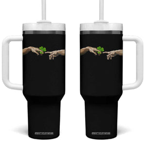 Funny St Patricks Day Shamrock The Creation of Adam Meme Tumbler With Handle TS11 One Size: 40 oz Black Print Your Wear
