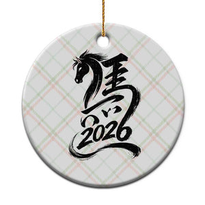 Chinese New Year 2026 Ceramic Ornament Year of The Horse Calligraphy Ink Art TS11 1pc Christmas Plaid Print Your Wear