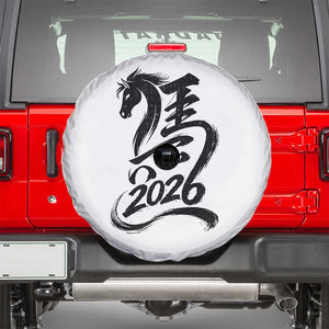 Chinese New Year 2026 Spare Tire Cover Year of The Horse Calligraphy Ink Art TS11 White Print Your Wear