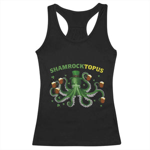 Funny St Patrick's Day Octopus Shamrocktopus Racerback Tank Top Irish Beer Mug TS11 Black Print Your Wear