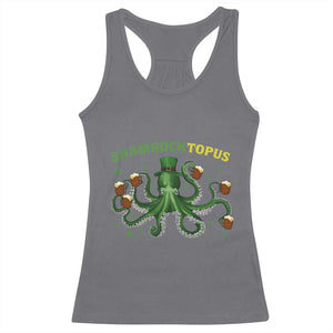 Funny St Patrick's Day Octopus Shamrocktopus Racerback Tank Top Irish Beer Mug TS11 Charcoal Print Your Wear