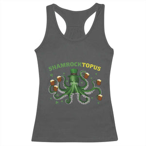 Funny St Patrick's Day Octopus Shamrocktopus Racerback Tank Top Irish Beer Mug TS11 Dark Heather Print Your Wear