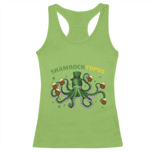 Funny St Patrick's Day Octopus Shamrocktopus Racerback Tank Top Irish Beer Mug TS11 Lime Print Your Wear