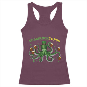 Funny St Patrick's Day Octopus Shamrocktopus Racerback Tank Top Irish Beer Mug TS11 Maroon Print Your Wear