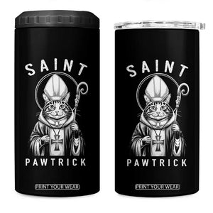 Funny St Patrick's Day Cat 4 in 1 Can Cooler Tumbler Saint Pawtrick TS11 One Size: 16 oz Black Print Your Wear