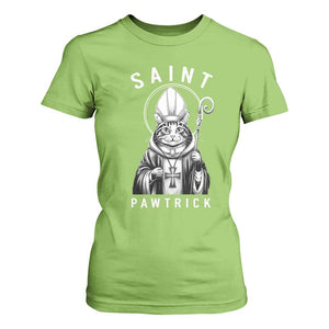 Funny St Patrick's Day Cat T Shirt For Women Saint Pawtrick TS11 Lime Print Your Wear