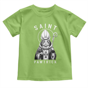 Funny St Patrick's Day Cat Toddler T Shirt Saint Pawtrick TS11 Lime Print Your Wear