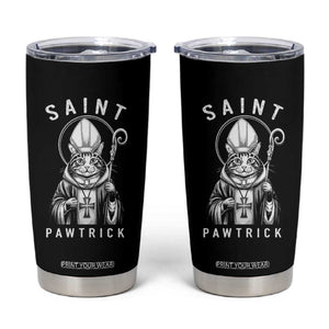 Funny St Patrick's Day Cat Tumbler Cup Saint Pawtrick TS11 Black Print Your Wear